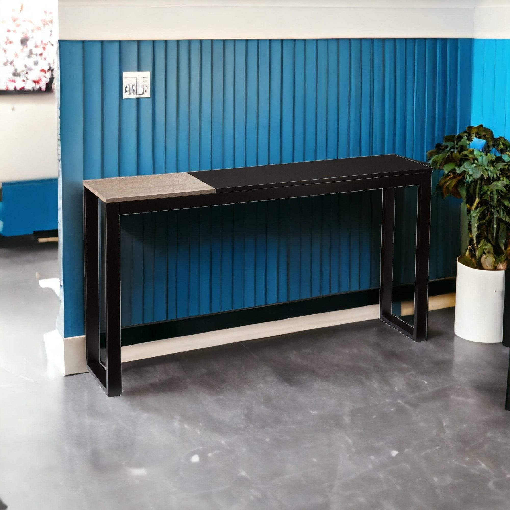 56" Natural and Black and Black Sled Console Table - Homeroots - Flyclothing LLC