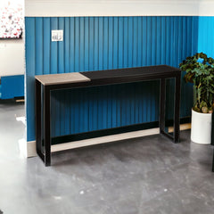 56" Natural and Black and Black Sled Console Table - Homeroots