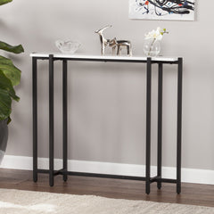 36" White and Black Frame Console Table
