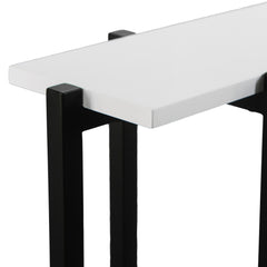36" White and Black Frame Console Table