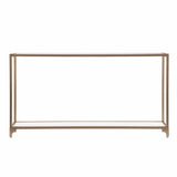 56" Clear and Gold Glass Mirrored Frame Console Table With Shelves - Homeroots