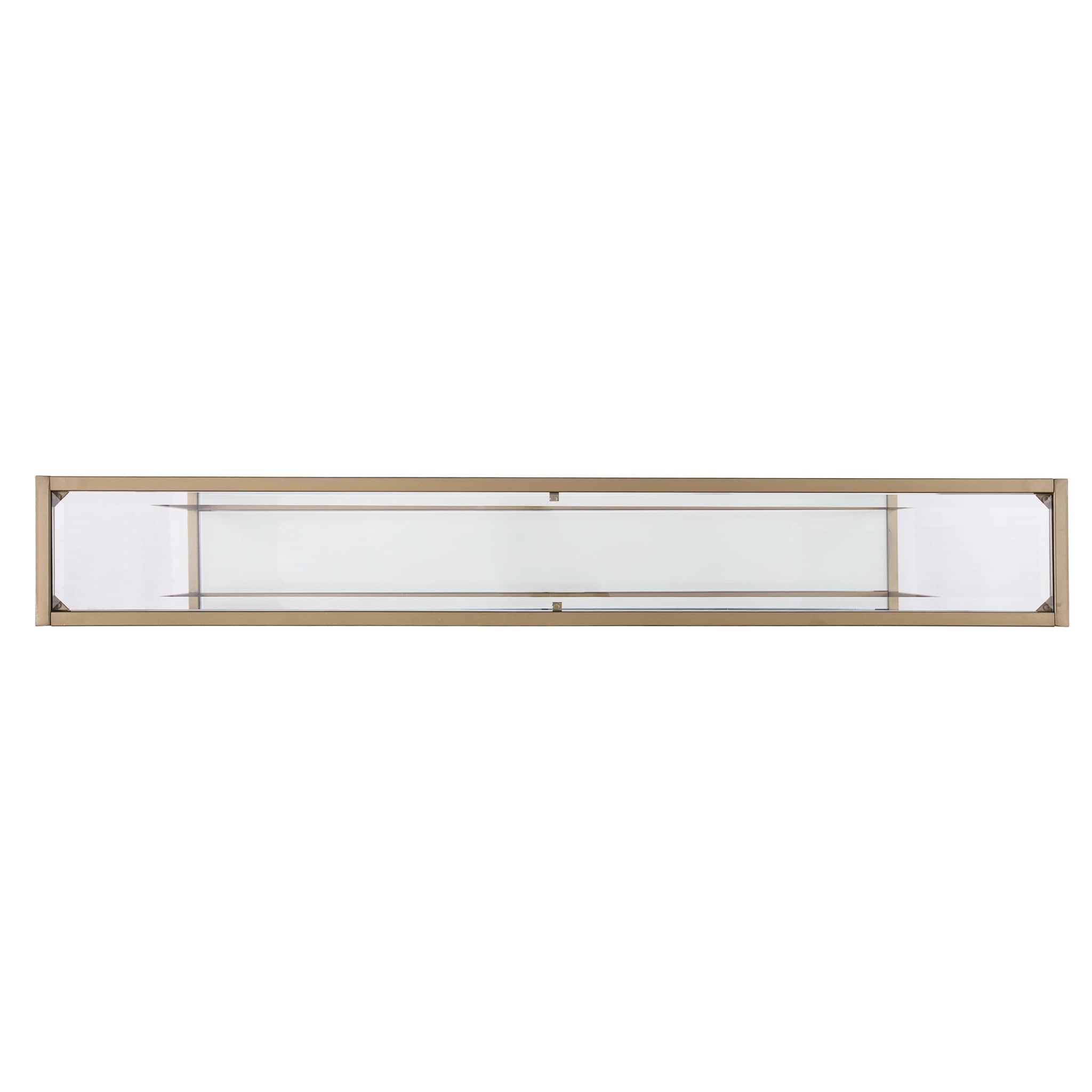 56" Clear and Gold Glass Mirrored Frame Console Table With Shelves - Homeroots