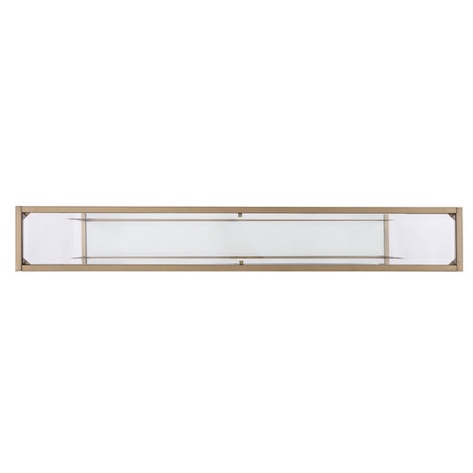 56" Clear and Gold Glass Mirrored Frame Console Table With Shelves - Homeroots