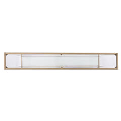 56" Clear and Gold Glass Mirrored Frame Console Table With Shelves - Homeroots