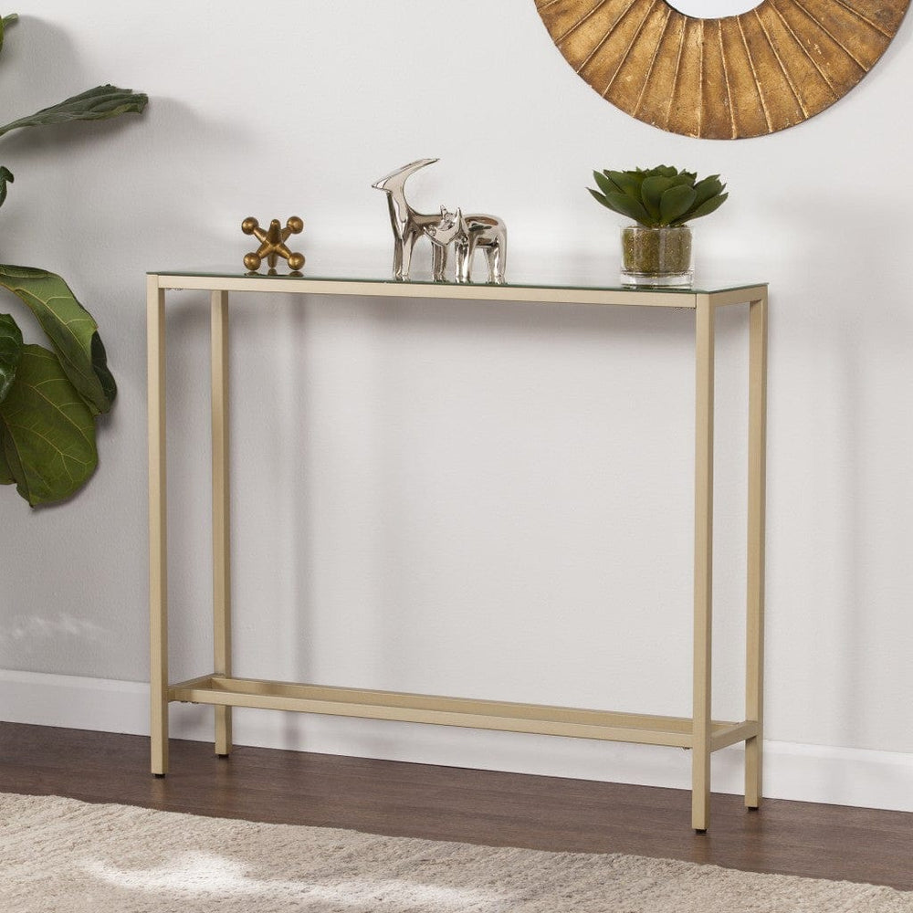 36" Silver and Gold Mirrored Glass Console Table - Homeroots - Flyclothing LLC