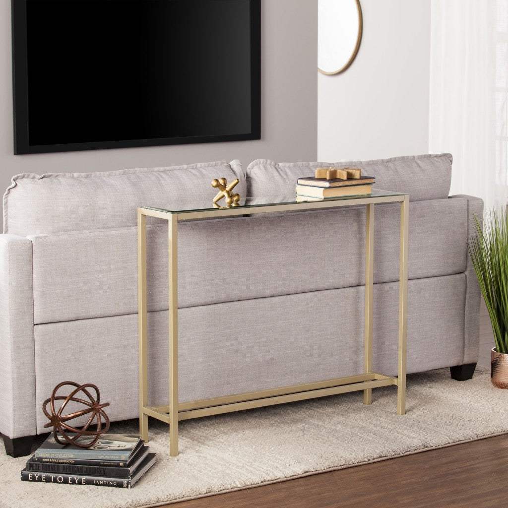 36" Silver and Gold Mirrored Glass Console Table - Homeroots - Flyclothing LLC