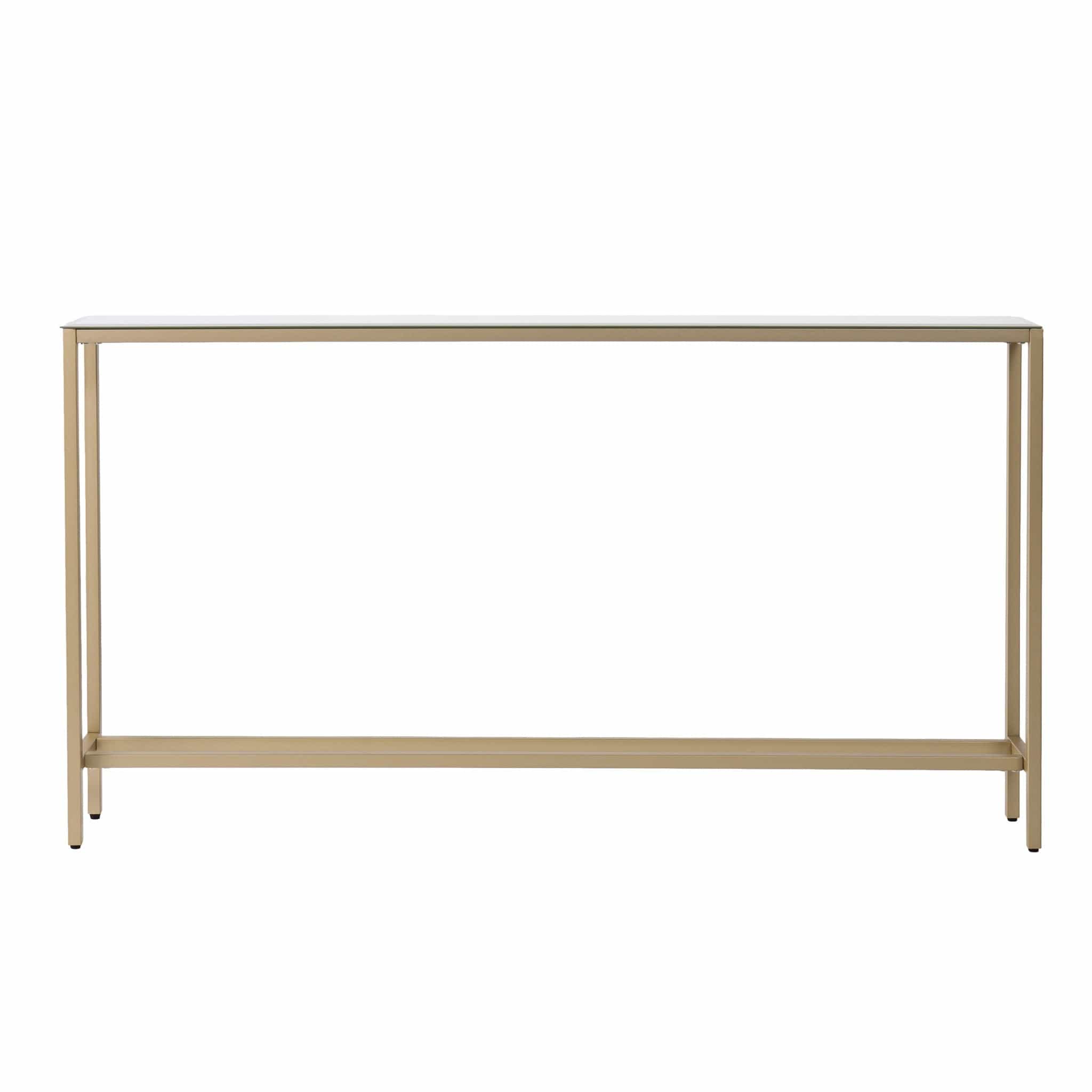 56" Silver and Gold Mirrored Glass Console Table - Homeroots