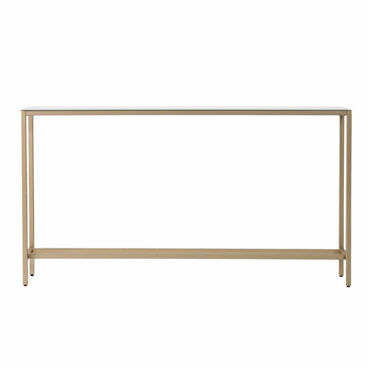 56" Silver and Gold Mirrored Glass Console Table - Homeroots
