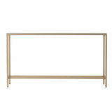 56" Silver and Gold Mirrored Glass Console Table - Homeroots