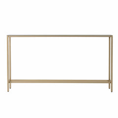 56" Silver and Gold Mirrored Glass Console Table - Homeroots