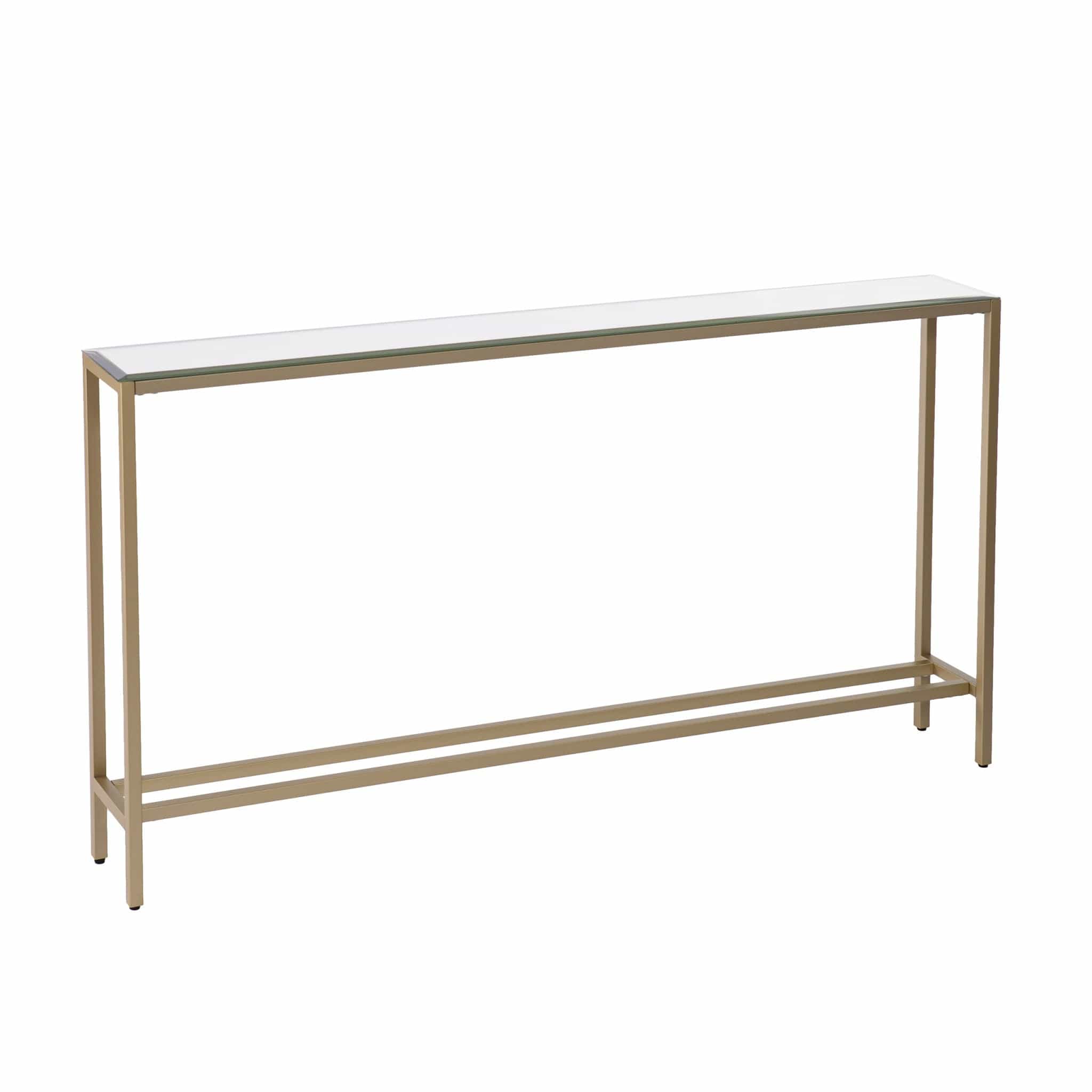 56" Silver and Gold Mirrored Glass Console Table - Homeroots