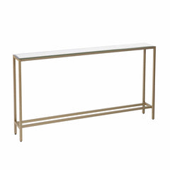56" Silver and Gold Mirrored Glass Console Table - Homeroots