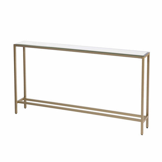 56" Silver and Gold Mirrored Glass Console Table - Homeroots
