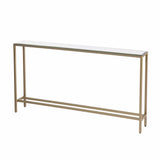56" Silver and Gold Mirrored Glass Console Table - Homeroots