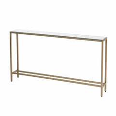 56" Silver and Gold Mirrored Glass Console Table - Homeroots