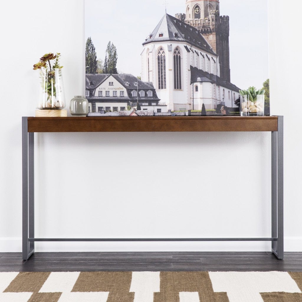 54" Dark Brown and Gunmetal Sled Console Table - Homeroots