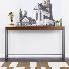 54" Dark Brown and Gunmetal Sled Console Table - Homeroots