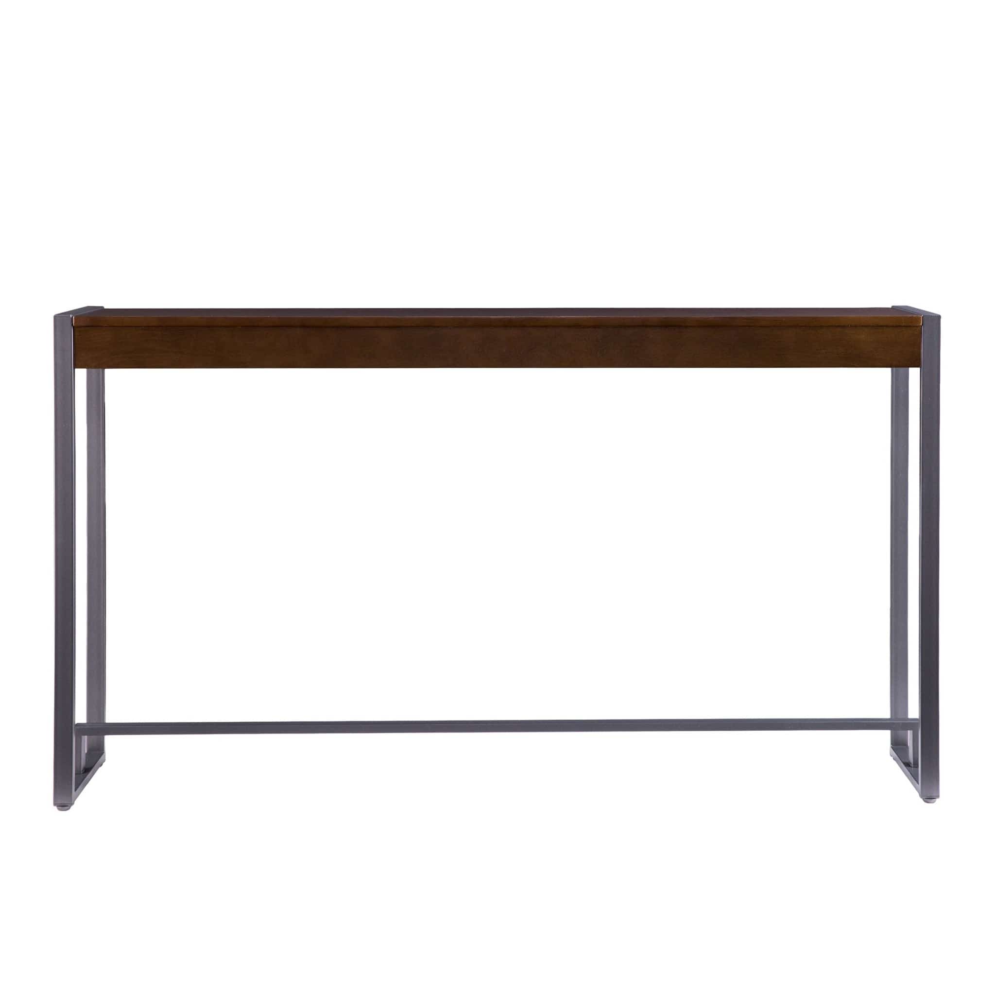 54" Dark Brown and Gunmetal Sled Console Table - Homeroots