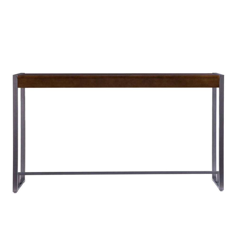 54" Dark Brown and Gunmetal Sled Console Table - Homeroots - Flyclothing LLC