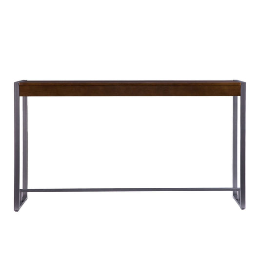 54" Dark Brown and Gunmetal Sled Console Table - Homeroots