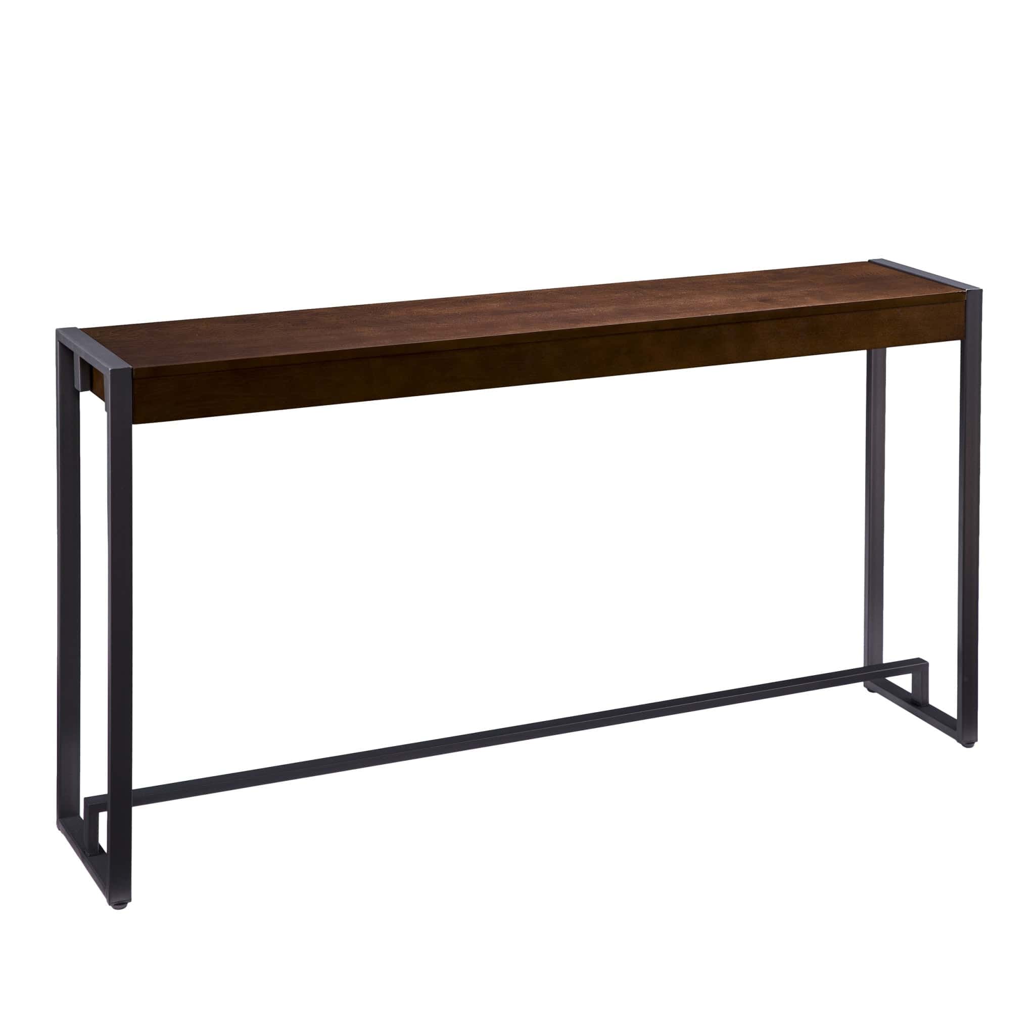 54" Dark Brown and Gunmetal Sled Console Table - Homeroots