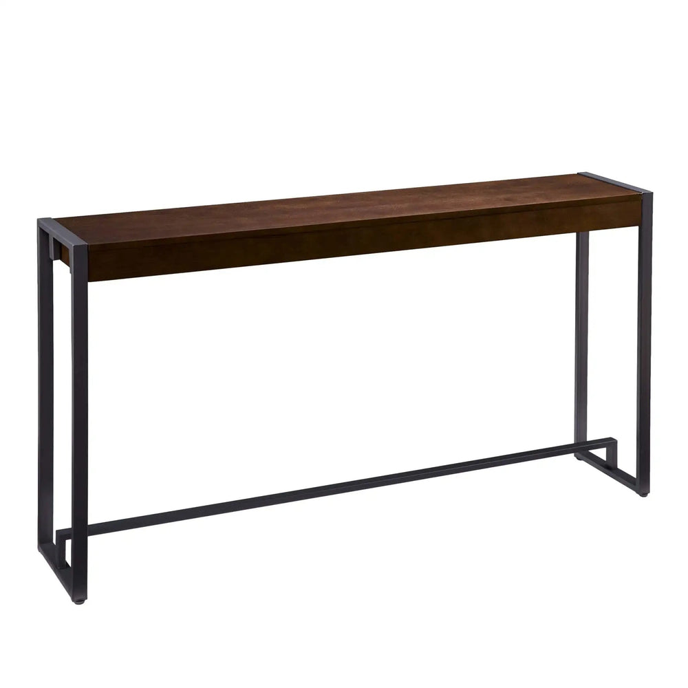 54" Dark Brown and Gunmetal Sled Console Table - Homeroots