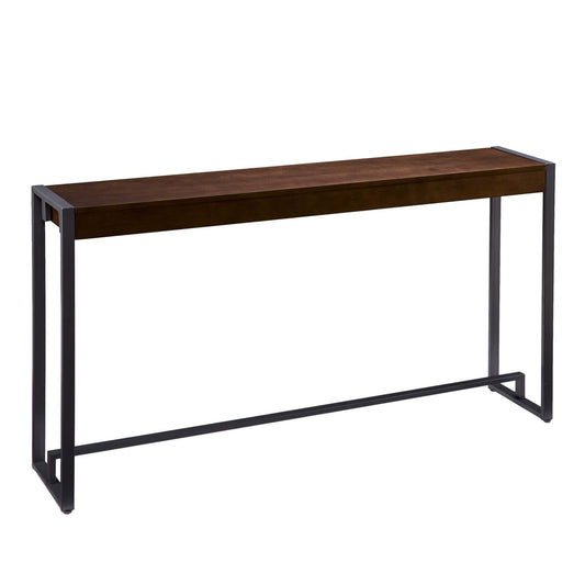 54" Dark Brown and Gunmetal Sled Console Table - Homeroots