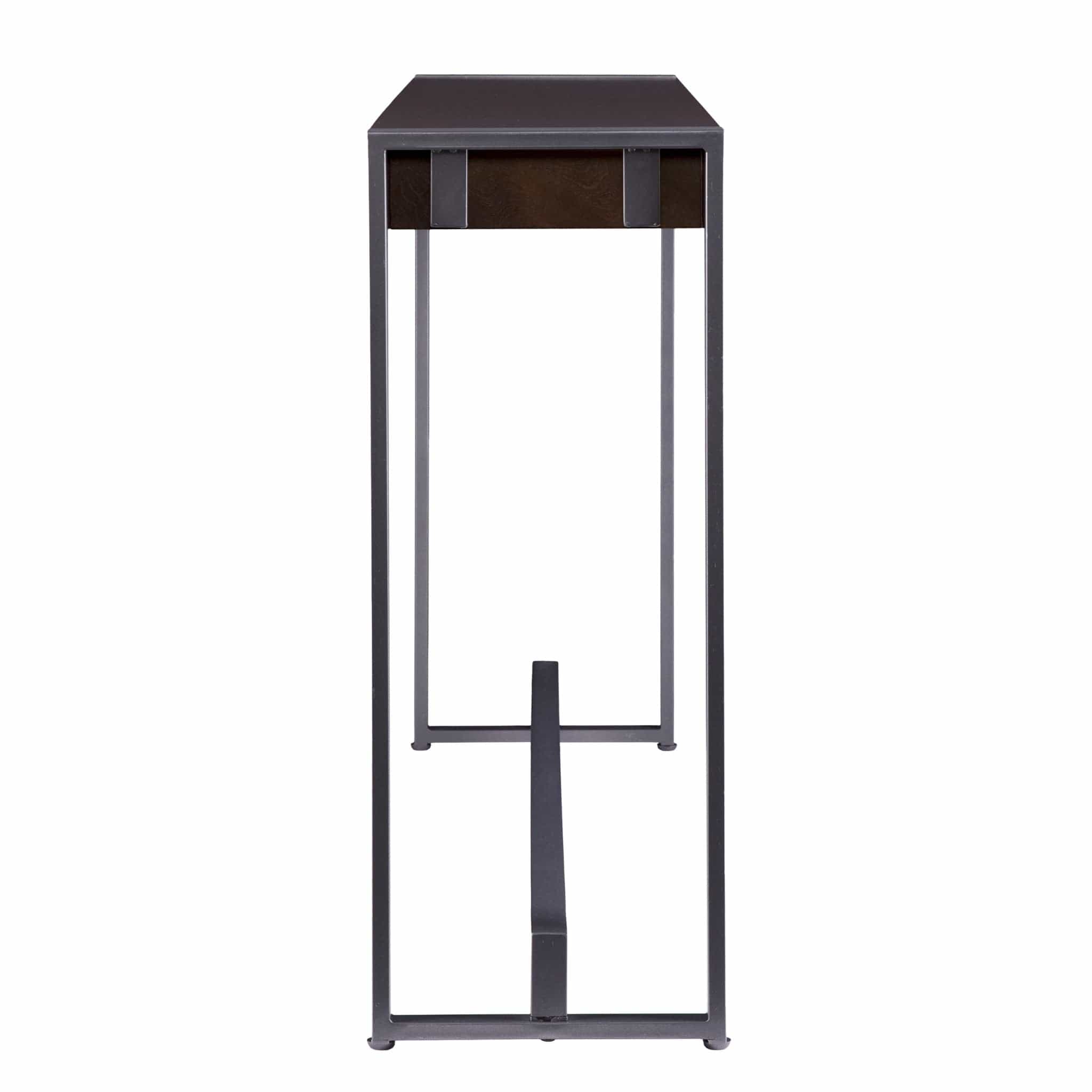 54" Dark Brown and Gunmetal Sled Console Table - Homeroots