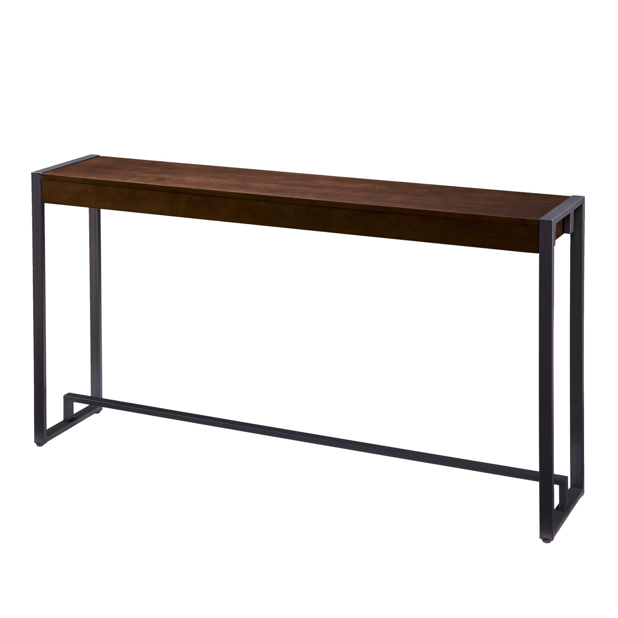 54" Dark Brown and Gunmetal Sled Console Table - Homeroots