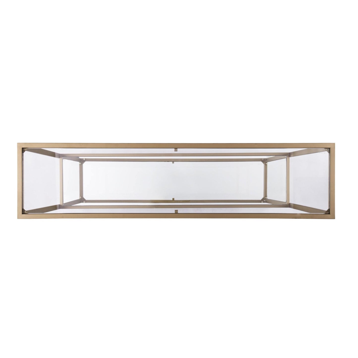 52" Clear and Gold Glass Mirrored Sled Console Table With Shelves - Homeroots - Flyclothing LLC