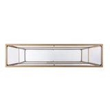 52" Clear and Gold Glass Mirrored Sled Console Table With Shelves - Homeroots