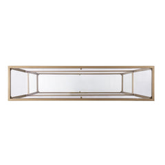 52" Clear and Gold Glass Mirrored Sled Console Table With Shelves - Homeroots