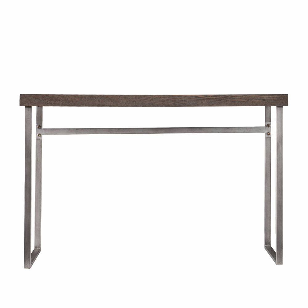 46" Gray Brown and Silver Distressed Sled Console Table - Homeroots - Flyclothing LLC