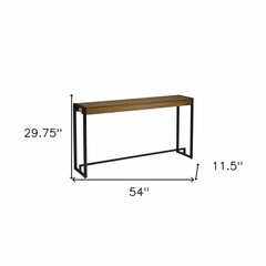 54" Gray Brown and Black Distressed Sled Console Table - Homeroots
