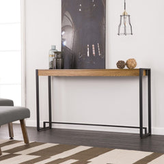 54" Gray Brown and Black Distressed Sled Console Table - Homeroots