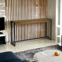 54" Gray Brown and Black Distressed Sled Console Table - Homeroots