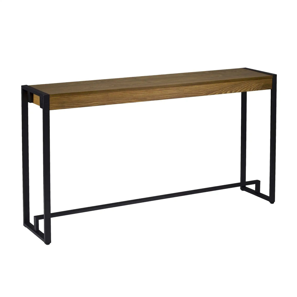 54" Gray Brown and Black Distressed Sled Console Table - Homeroots