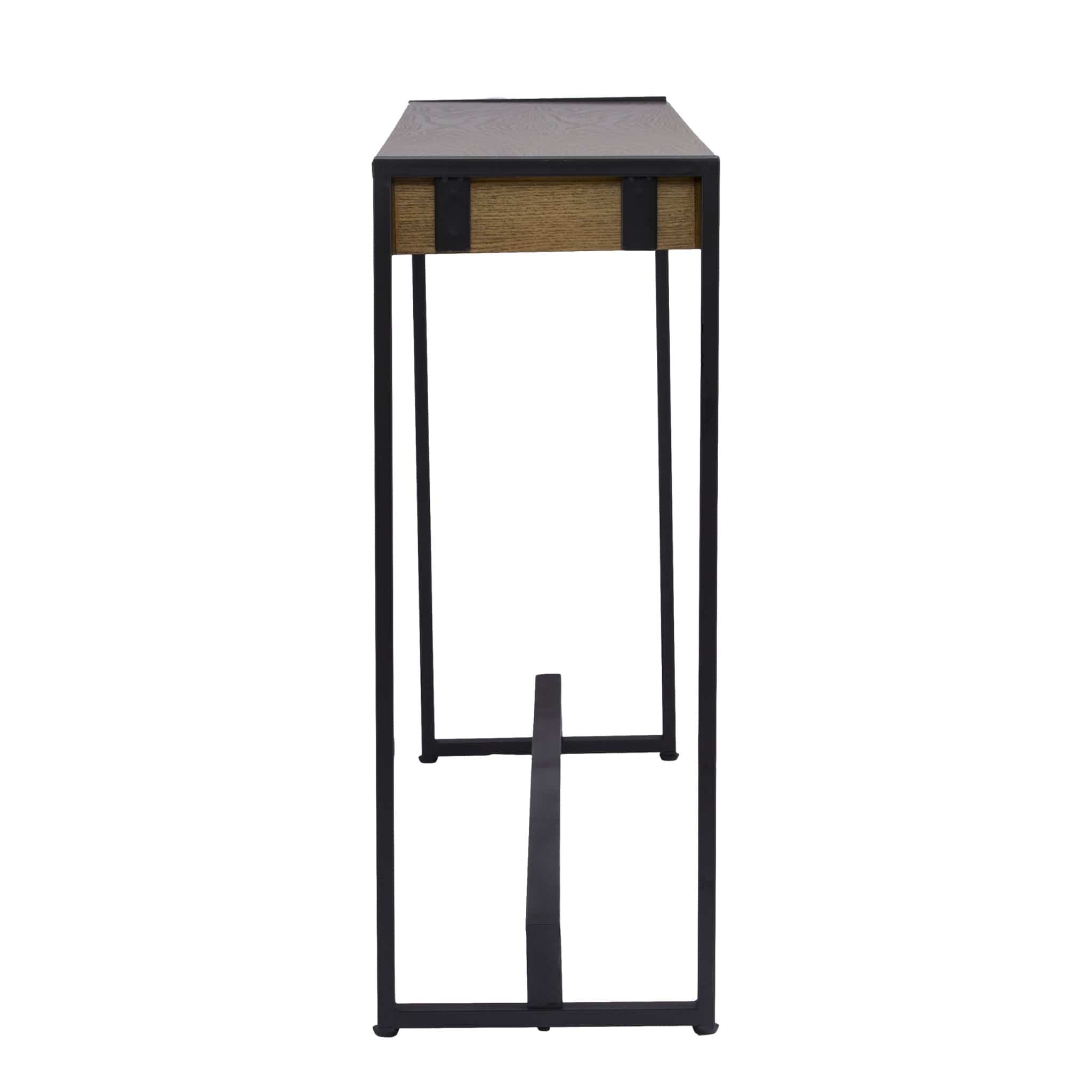 54" Gray Brown and Black Distressed Sled Console Table - Homeroots