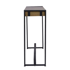 54" Gray Brown and Black Distressed Sled Console Table - Homeroots