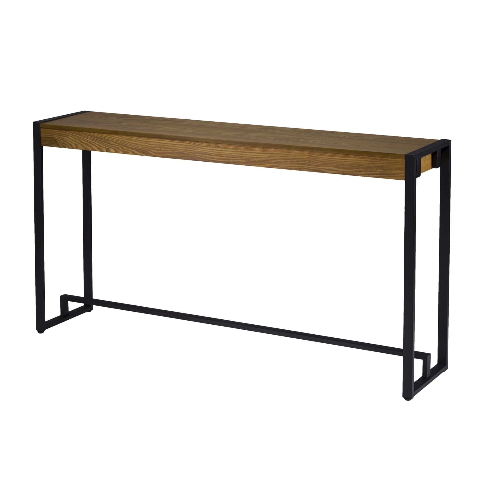 54" Gray Brown and Black Distressed Sled Console Table - Homeroots
