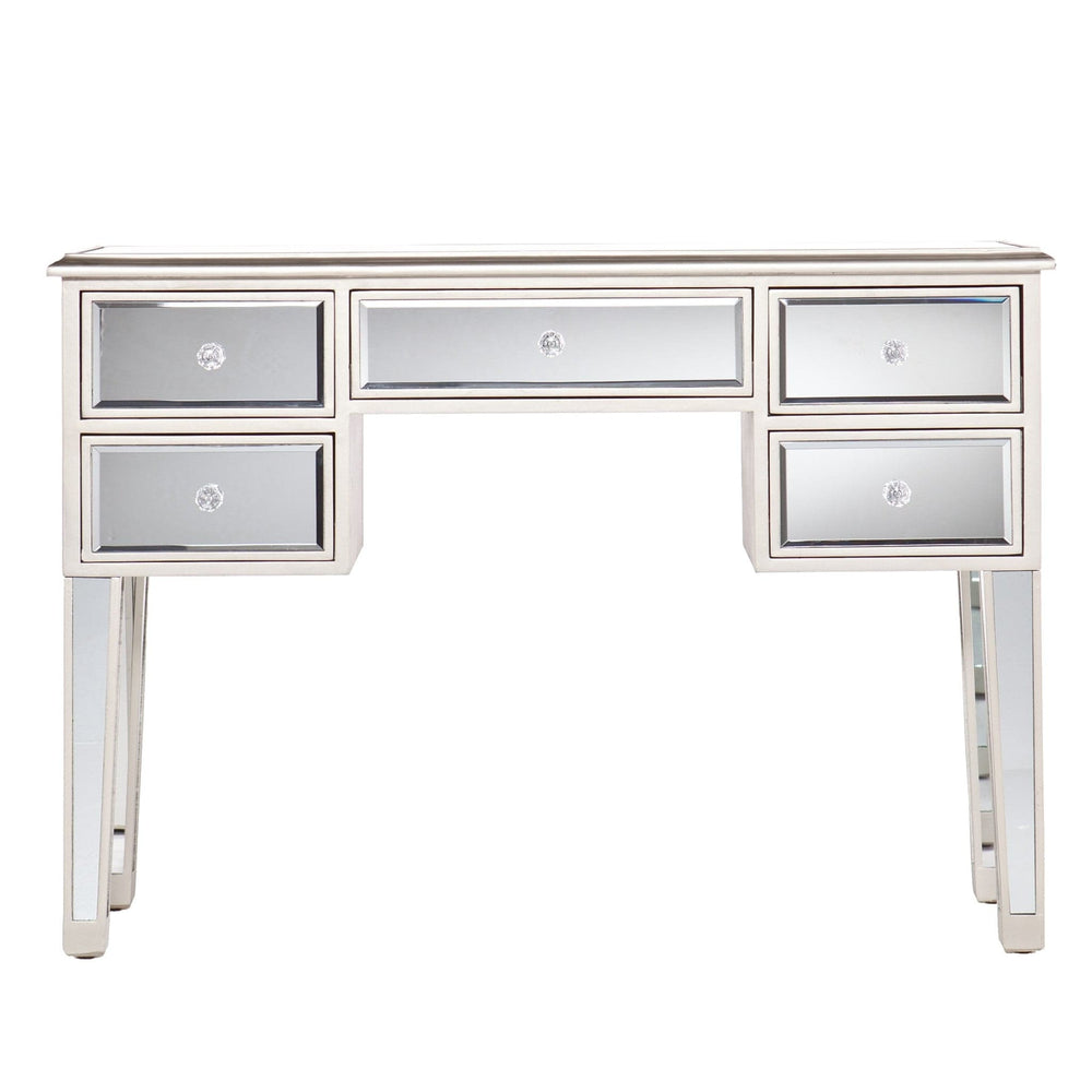 43" Silver Mirrored Glass Console Table And Drawers - Homeroots