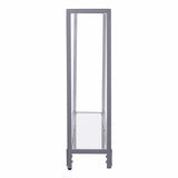 56" Clear and Silver Glass Mirrored Floor Shelf Console Table With Storage - Homeroots
