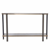 50" Smoky Black and Champagne Glass Mirrored Floor Shelf Console Table With Storage - Homeroots - Flyclothing LLC