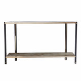 50" Smoky Black and Champagne Glass Mirrored Floor Shelf Console Table With Storage - Homeroots - Flyclothing LLC