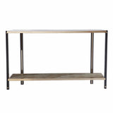 50" Smoky Black and Champagne Glass Mirrored Floor Shelf Console Table With Storage - Homeroots