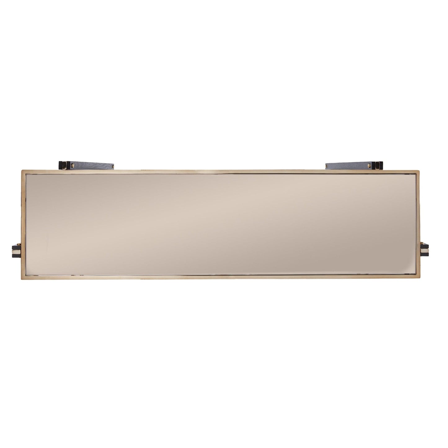 50" Smoky Black and Champagne Glass Mirrored Floor Shelf Console Table With Storage - Homeroots - Flyclothing LLC