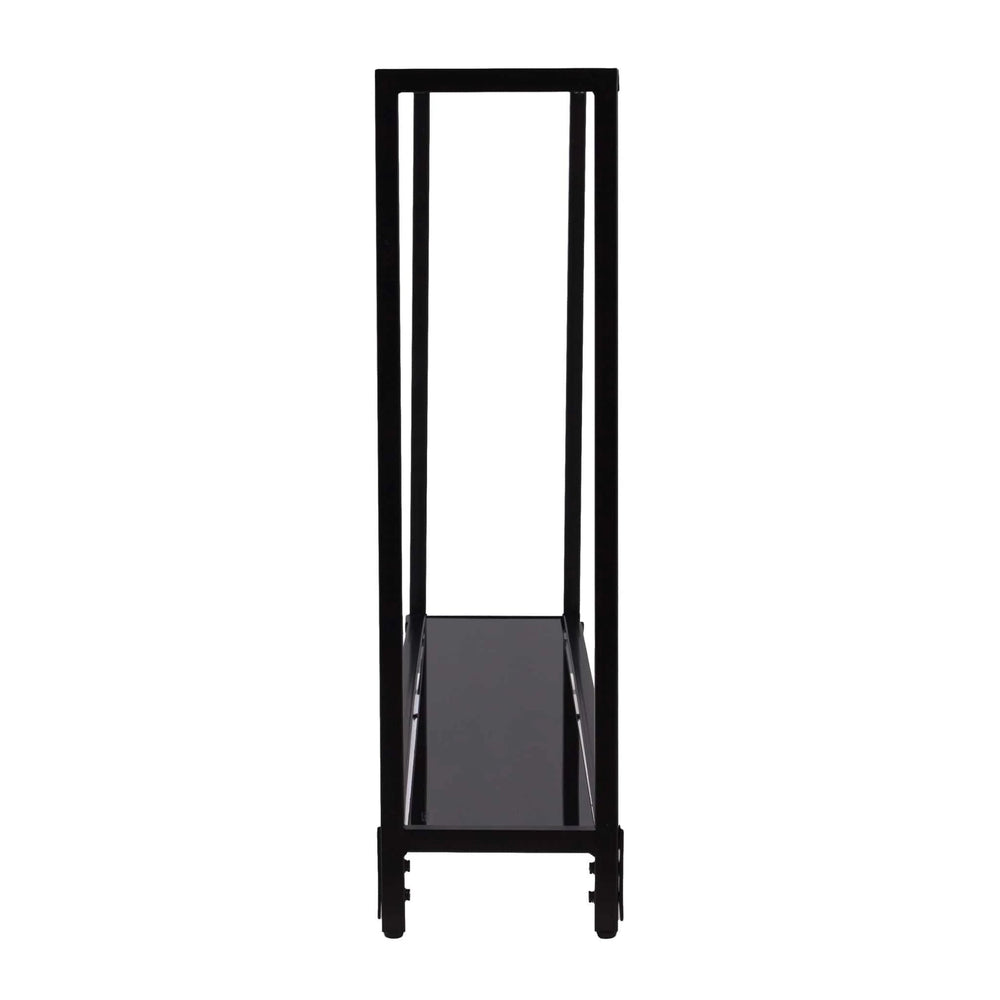 56" Clear and Black Glass Frame Console Table With Shelves - Homeroots - Flyclothing LLC