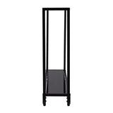 56" Clear and Black Glass Frame Console Table With Shelves - Homeroots
