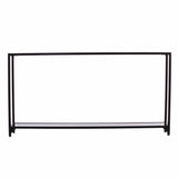 56" Clear and Black Glass Frame Console Table With Shelves - Homeroots