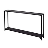 56" Clear and Black Glass Frame Console Table With Shelves - Homeroots
